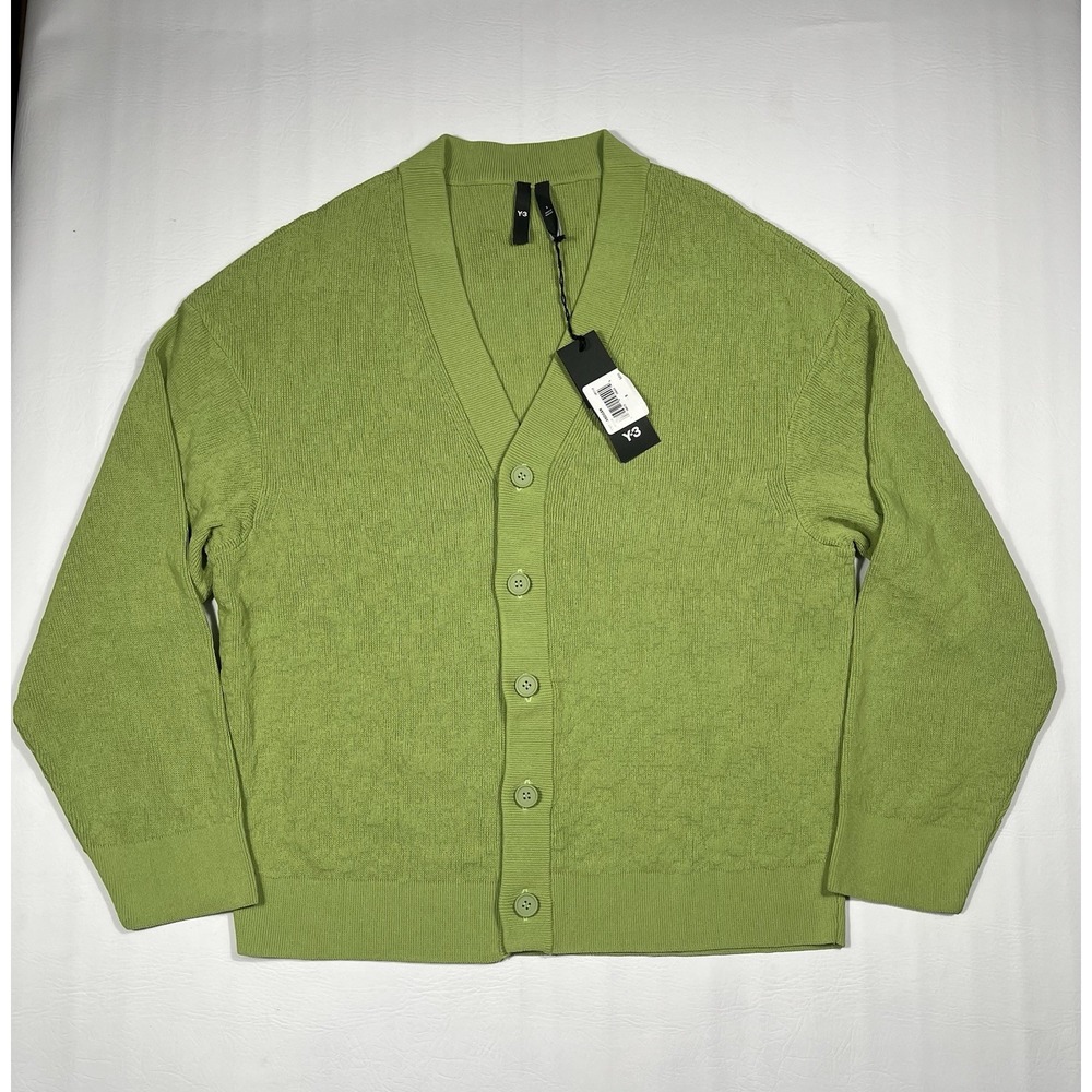 Y-3 Yohji Yamamoto Adidas Cardigan Men Small Green Oversized Knit
